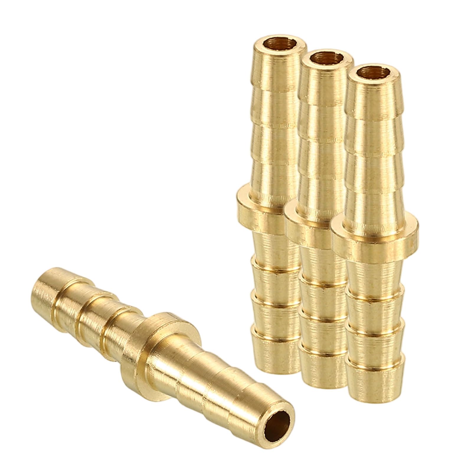 sourcing map 4pcs 5/32"(3.9mm) to 5/32"(3.9mm) Brass Hose Barb Fitting Metals Splicer Mender for 3D Printing, Air Compressor, CNC Machine, Dies — image 1