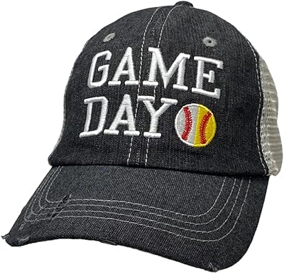 Cocomo Soul Womens Game Day Ball MOM Hat | Game Day Baseball Softball Hat | Baseball Mom Hat | Softball Mom Hat | Game Day Baseball Hat | Game Day Softball Hat 410 Dark Grey