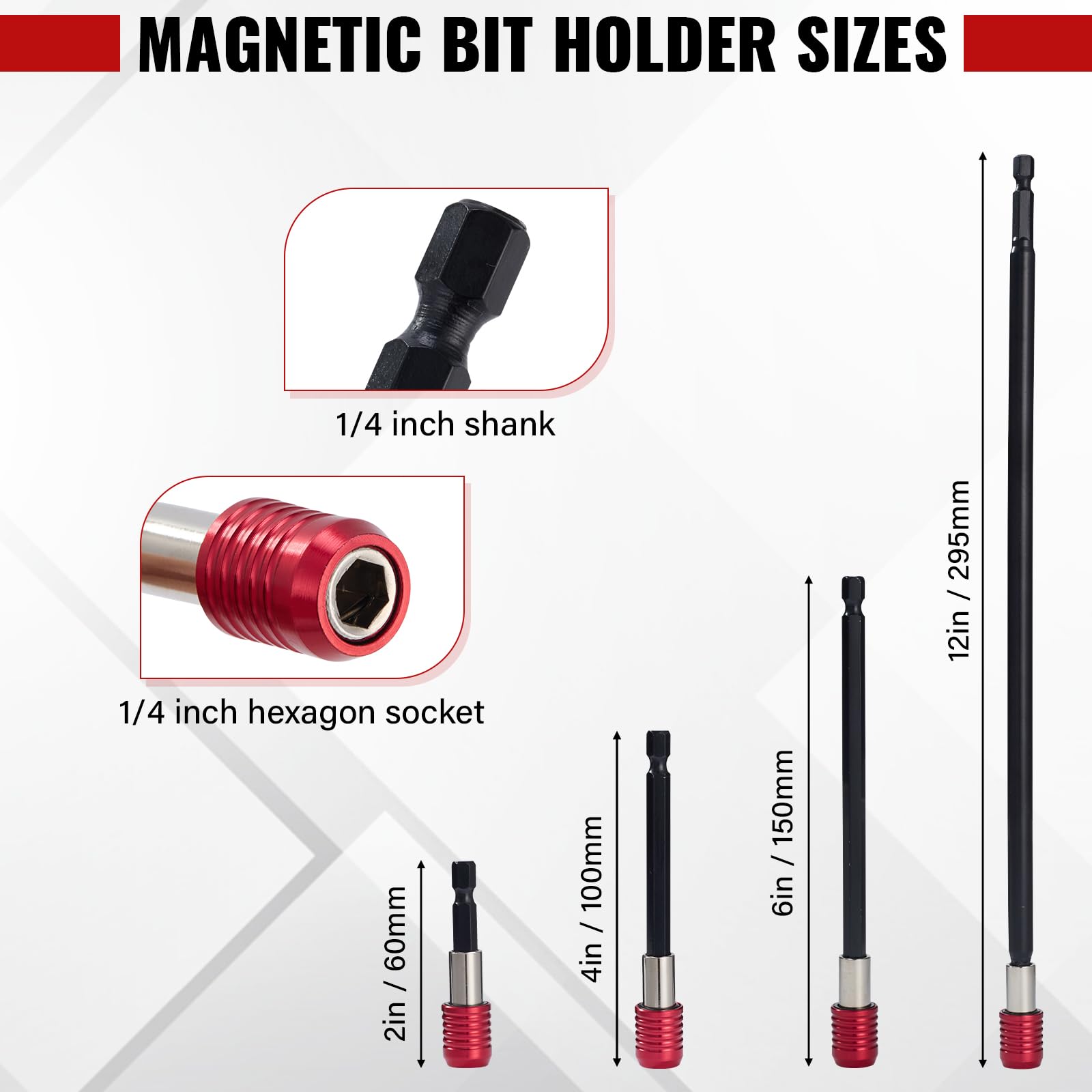 Magnetic Drill Bit Extensions - 4 Pcs Set -2
