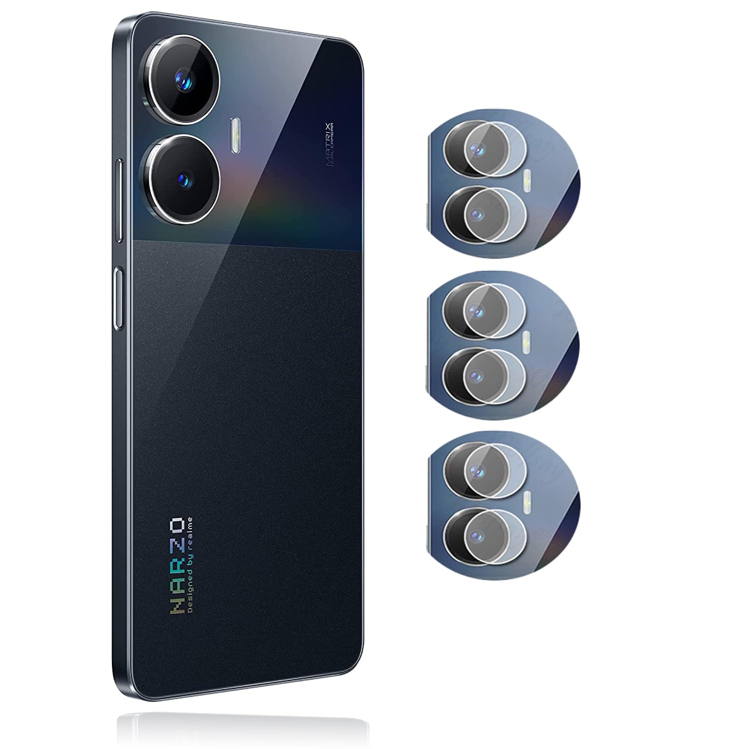 REDDWARF realme narzo N55 Back Camera Lens Screen Protector 9H Anti Shock/Anti-Scratch/Clear/Camera Tempered Glass (PACK OF 4)