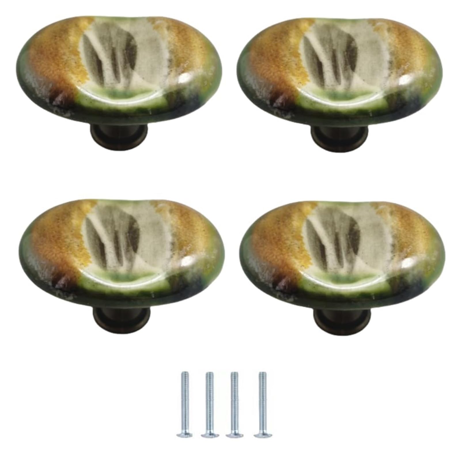LQZAXSRDR Ceramic Cupboard Drawer Handle Knobs, Ceramic Door Knobs, Zinc Alloy Cabinet and Drawer Knob 4 pcs Multicolor(Brown)