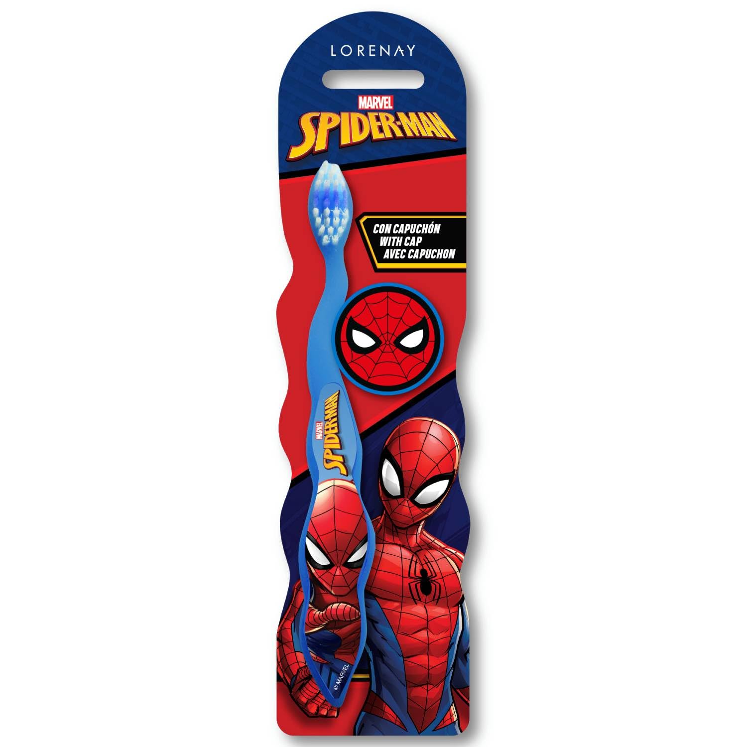 Marvel Spiderman Little Teeth Whitening Toothbrush for Kids with Protection Cap, Soft Bristles, Non-Slip Handle for Children Aged 3-12 Years Old | BPA-Free & Non-Toxic Manual Toothbrush
