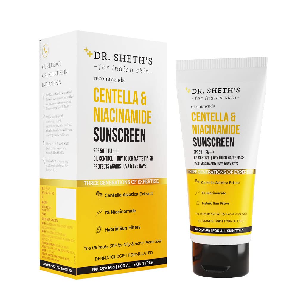 Buy Dr Sheth's Centella & Niacinamide Sunscreen with SPF 50 PA+++ For