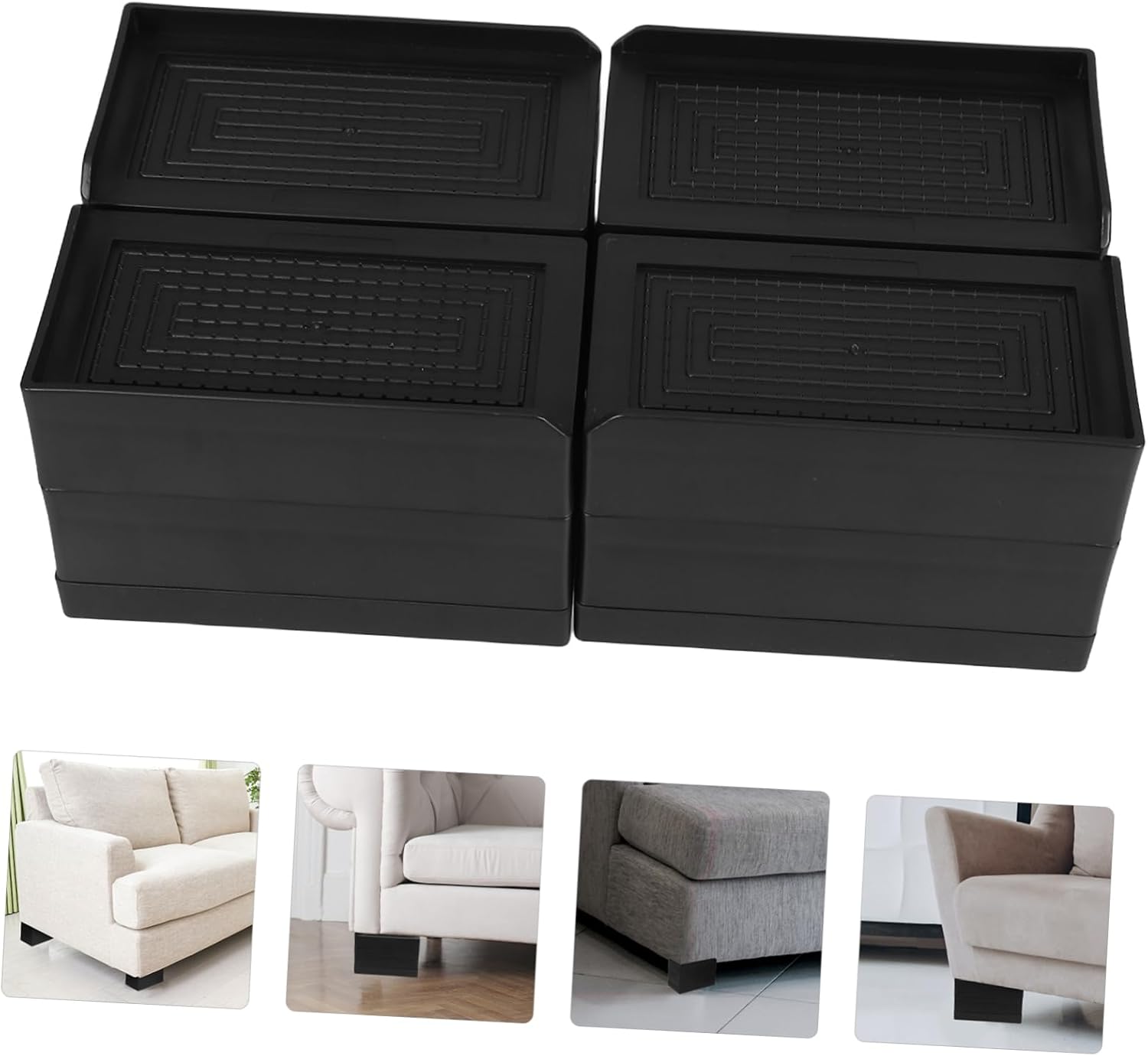 Unomor 4pcs Adjustable Furniture Risers for Beds Desks and Sofas Heavy Duty Leg Extenders for Elevating Appliances Like Refrigerators Washing Machines Ergonomic Height Boosters for Easy
