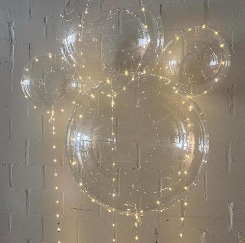 Miniatura 10 de Globos LED iluminados 12 juegos de globos LED de burbujas con 15 globos transparentes de 24 pulgadas para tanque de helio Navidad cumpleaños boda