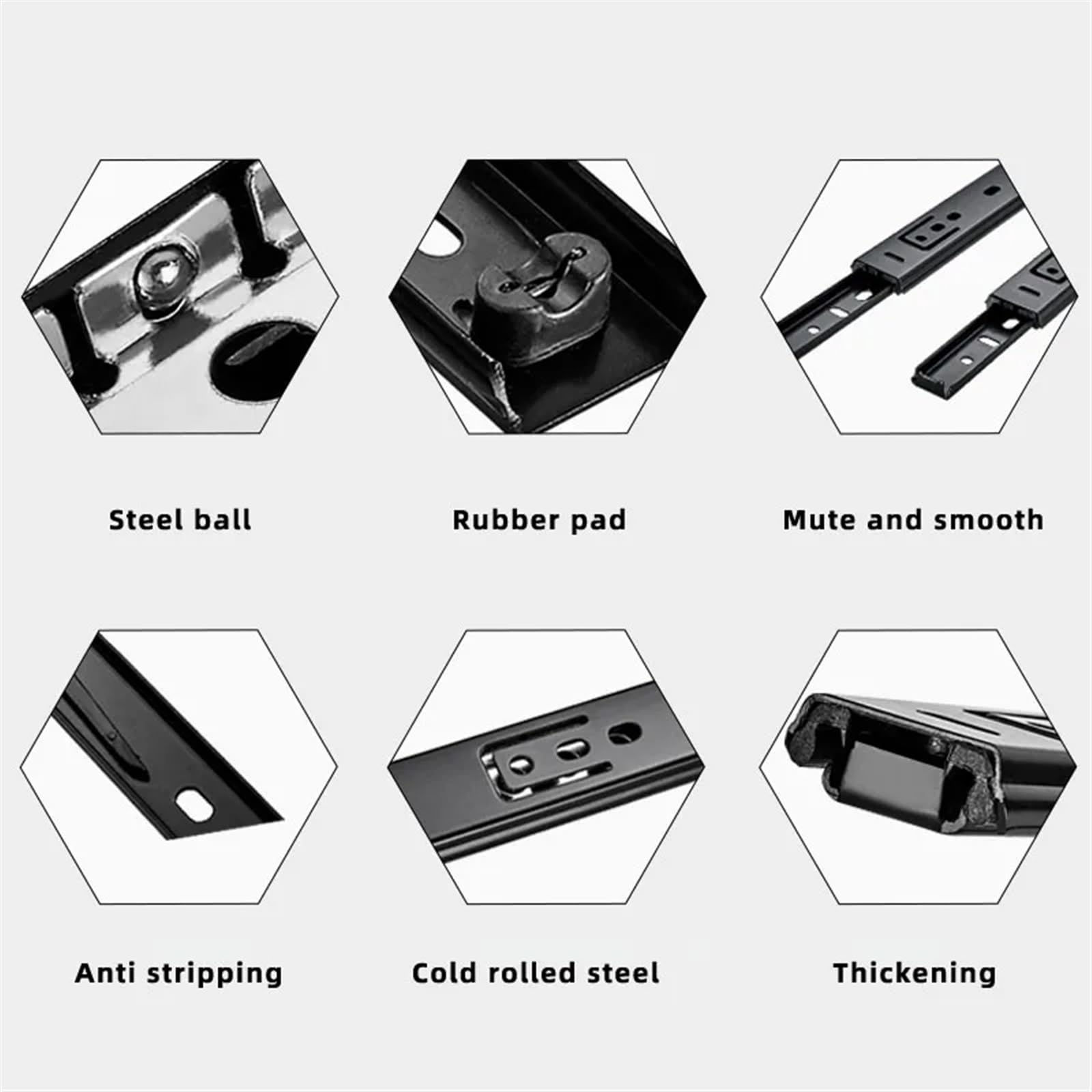 Guide Per Cassetti Drawer Rail 8~20Inch Cold Rolled Steel Slides Close Sliding Track Two-Section Cabinet Furniture Hardware Per Cucina(DG205 8Inch)