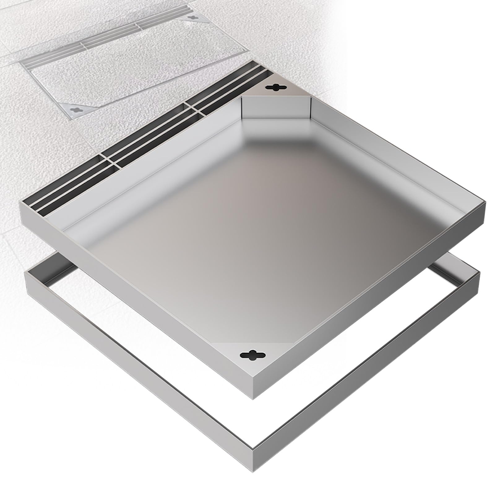 Couvercle de fosse septique anti-inondation inox 30x30 pour pompe de puisard