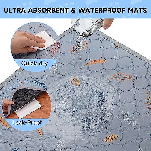 Image of Sunheir Washable Pee Mats for Dogs - Large 48 inch x 48 inch 2-Pack Reusable Puppy Pads, Absorb Dog Mats, Whelping Pad, Non-Slip, Protects Urine Leakage (Light Grey, 48x48)