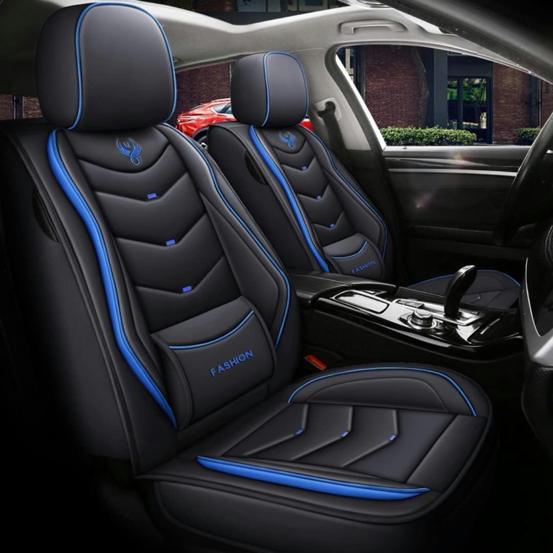 Universal Leather Car Seat Covers for Bmw 5 Series 540I E34 525Td E34 518I E34 M540I E34 520I E34 525I E34，5-seater Accessories-Blue