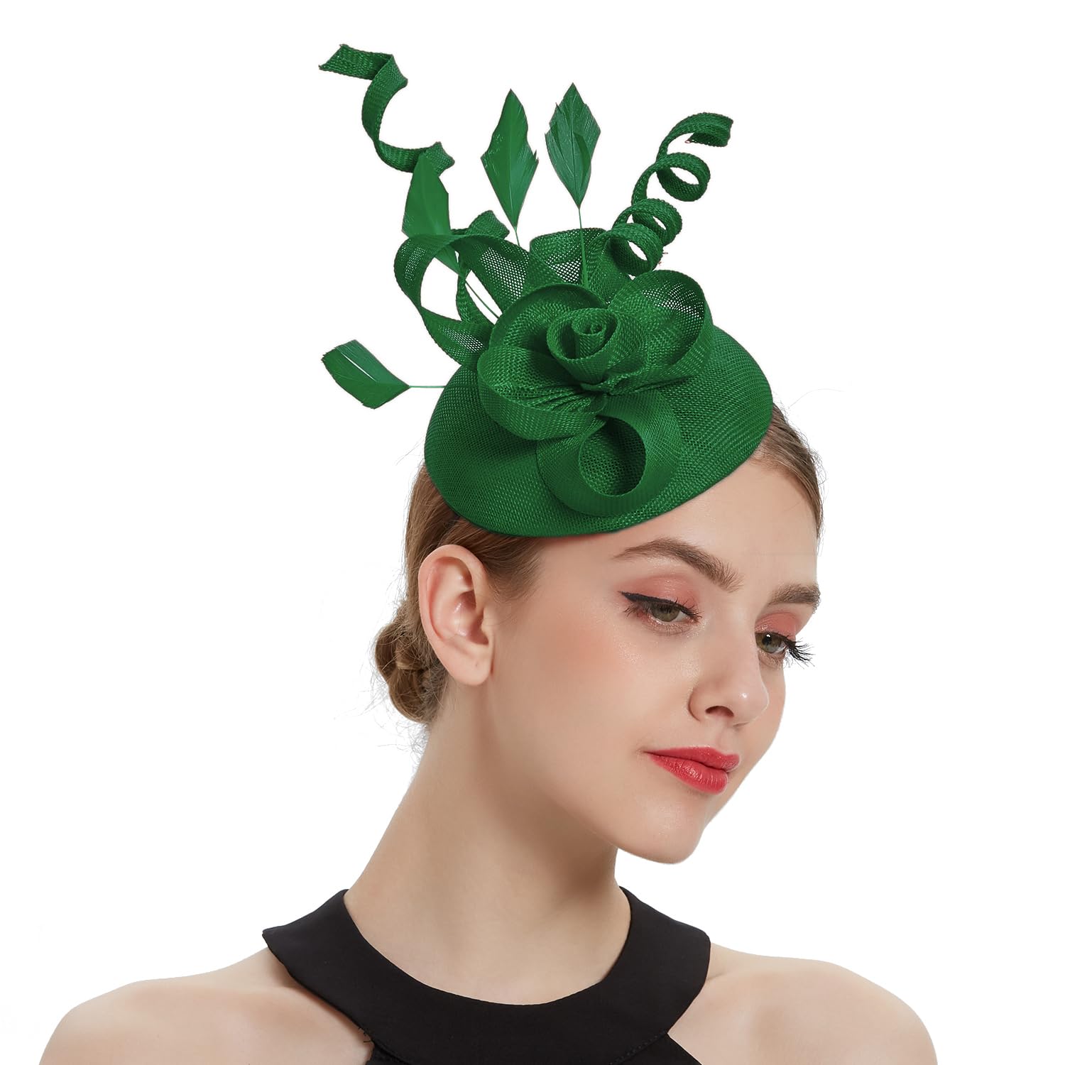 Brawlady Sinamay Derby Top Flower Fascinator Hat, Bridal Wedding Tea Party Church Hat for Women Ladies