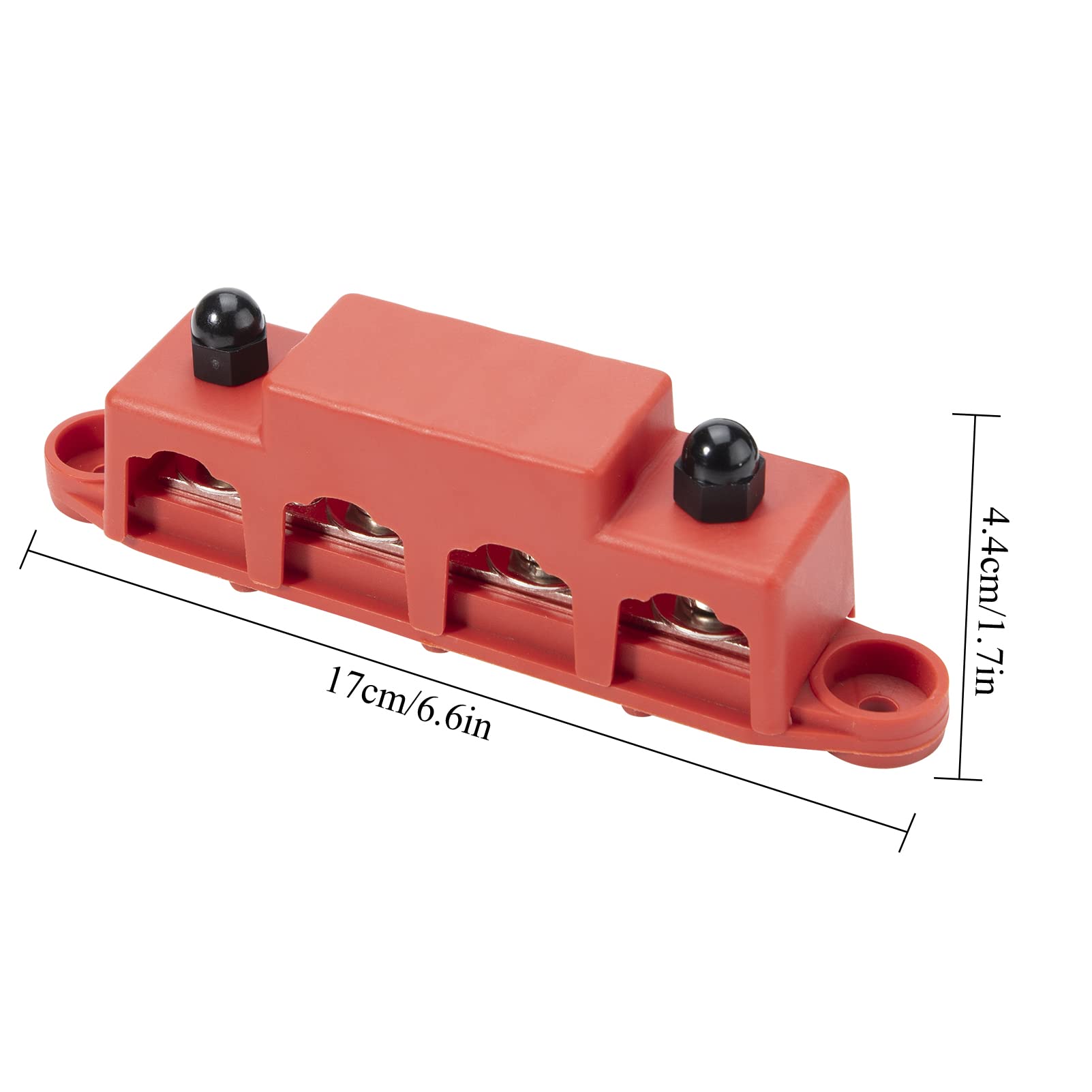 2Pacs Bloc Distributeur de Barre de Bus A avec 4 boulons M8 250 A 12 V-48 V Courant de Mise à la Terre pour Voiture Camping-Car Bateau Yacht(5/16")