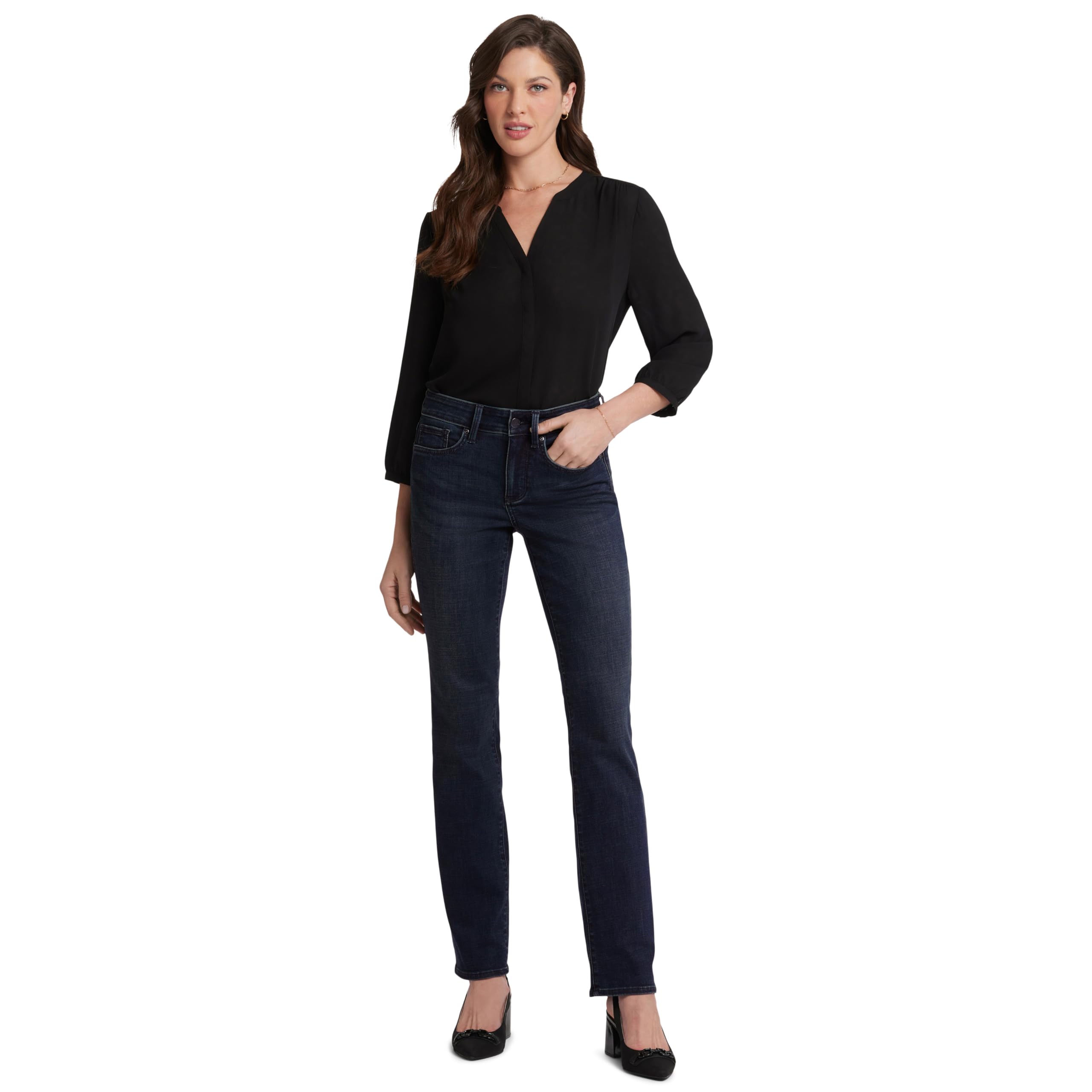 NYDJ womens Marilyn Straight Denim jeans, Black Bdm, 12 US — view 59