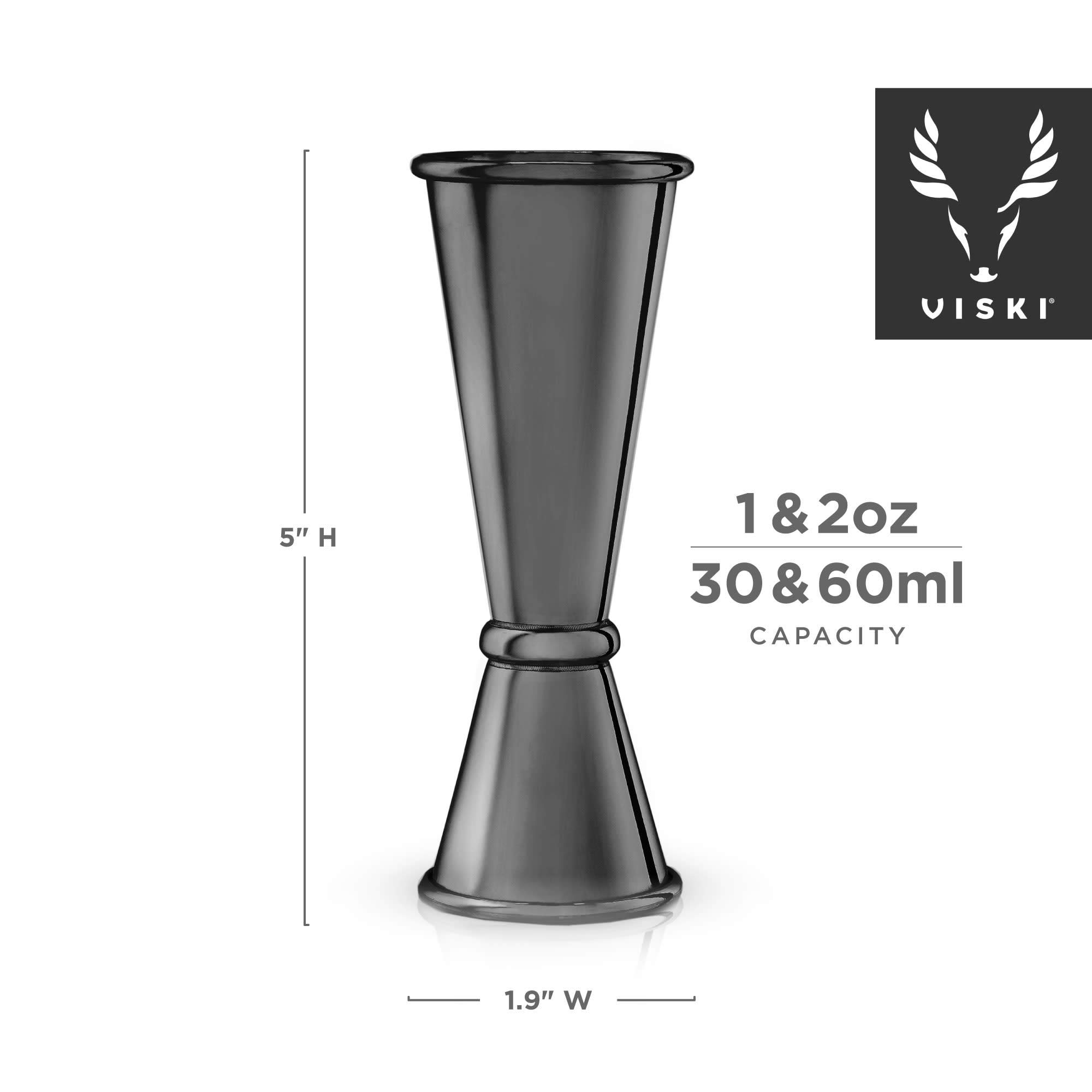 Viski Japanese Style Double Jigger for Cocktails, Bar Kit Essential, 1oz and 2oz with Interior Measurements, Stainless Steel with Gunmetal Finish,Black — Amazon image 5