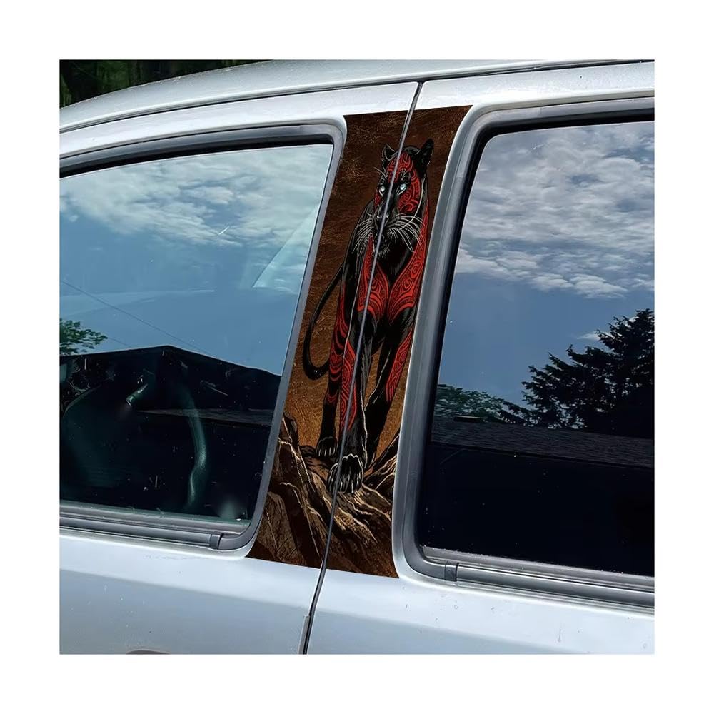 Bertdcx One Color Car Pillar Decals Waterproof Stickers Tattooed Black Panther Glossy Protective Polyethylene Film Auto Parts