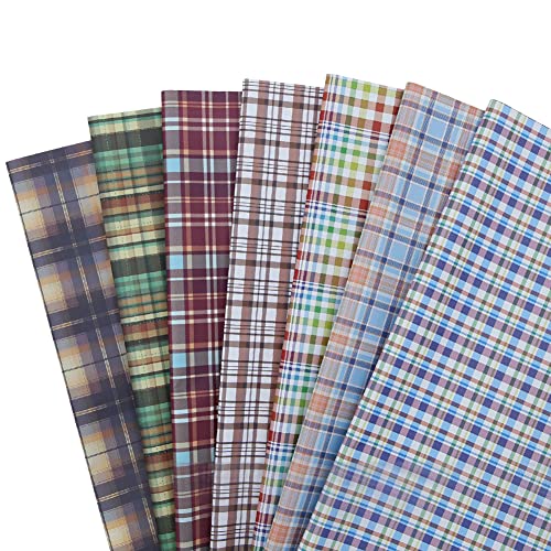Boerni 7 Pieces Plaid Wrapping Paper Vintage Birthday Gift Wrap Include 20x 28 inches per sheet Folded Flat Paper for Fathers Day Graducation Wedding Baby Shower Congrats and Holiday