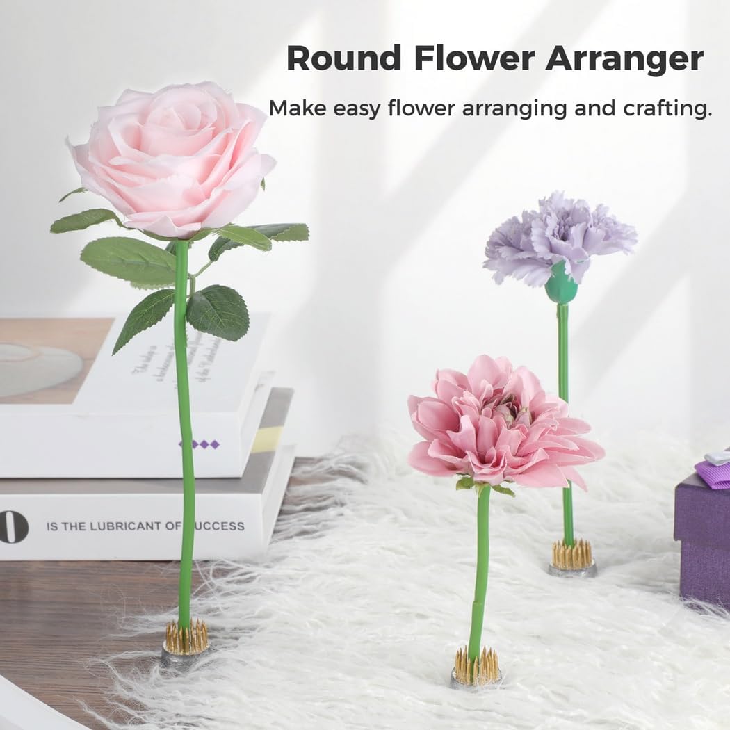 12 Pack Mini Flower Frog Holders Round Shape 0.9 in Pin Base, Floral Fixing Tools for Arrangements, Flower Display Organizer