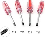 4PCS Mini Jeu de tournevis de précision, Torx magnétique T15 T20 T25 T27 Kit de jeu de tournevis Star pour la réparation de l'ordinateur montre de téléphone en verre
