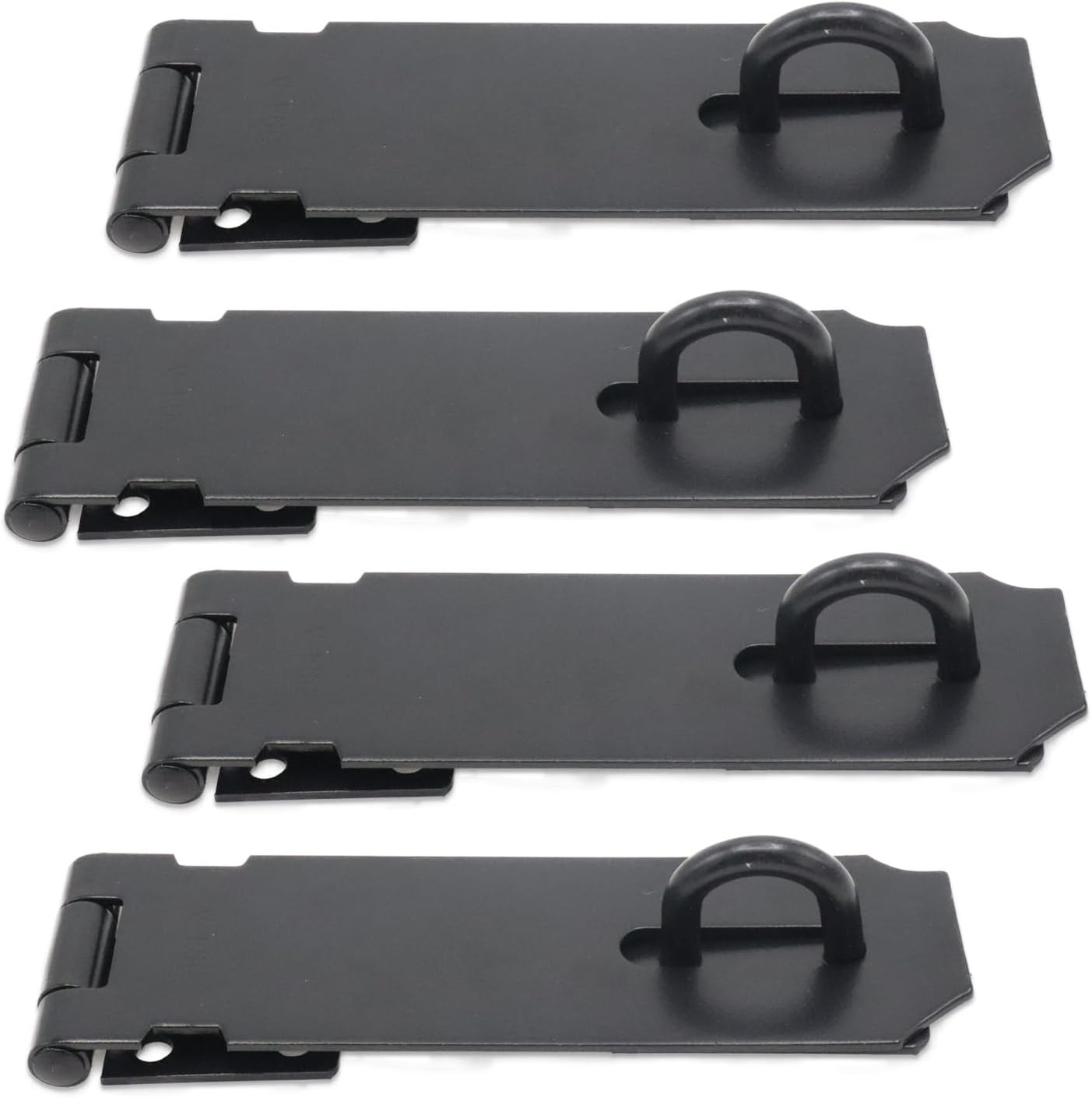 4-Pack 5 Inch Heavy Duty Stainless Steel Padlock Hasp, Black Door Lock Hasp Latch, Security Gate Lock Latches with Screws, Ideal for Outdoor Gates, Sheds, Cabinets, and Drawers