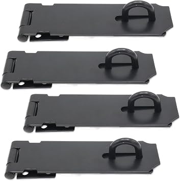 4-Pack Heavy Duty Stainless Steel Padlock Hasp Latch 5 Inch Black | outdoor gate and shed use, cabinet and drawer fit, screws included, weather resistant build, door security installation