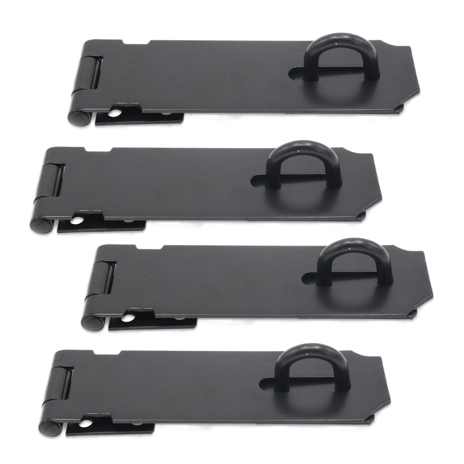 Joyangy 4-Pack 5 Inch Heavy Duty Stainless Steel Padlock Hasp, Black Door Lock Hasp Latch, Security Gate Lock Latches with Screws, Ideal for Outdoor Gates, Sheds, Cabinets, and Drawers