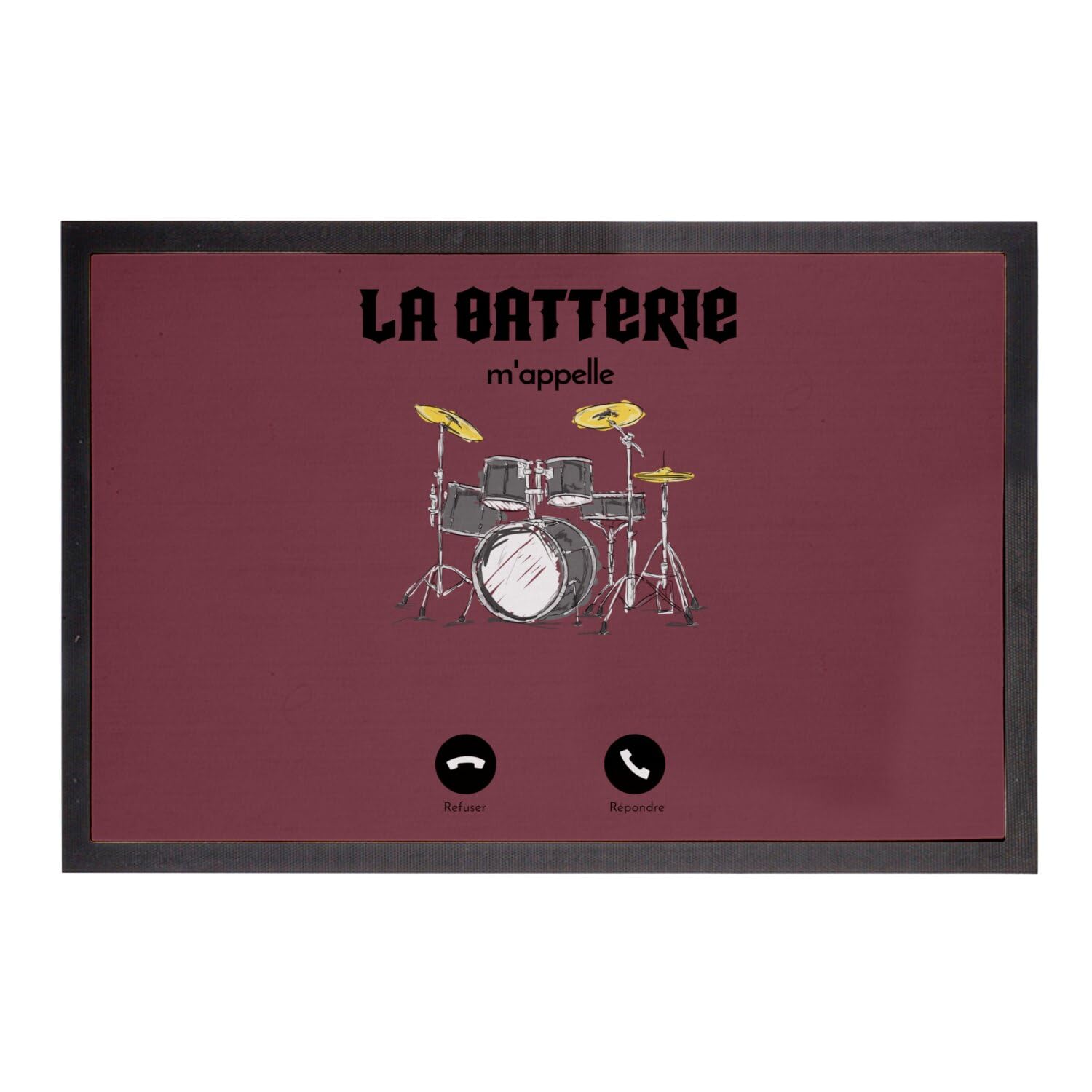 Paillasson rouge batterie m'appelle 75x50cm pour studio musical