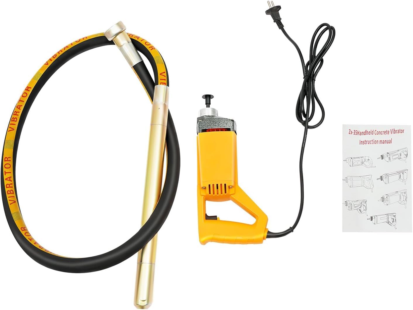 Vibreur Beton Betonniere Électrique 1300W Aiguille Vibrante Pour Beton 2M Vibrateur à Béton 4300 tr/min Plaque Vibrante Vibreur à Ciment Portable, Éliminer Bulles d'Air, Mélanger Le Béton