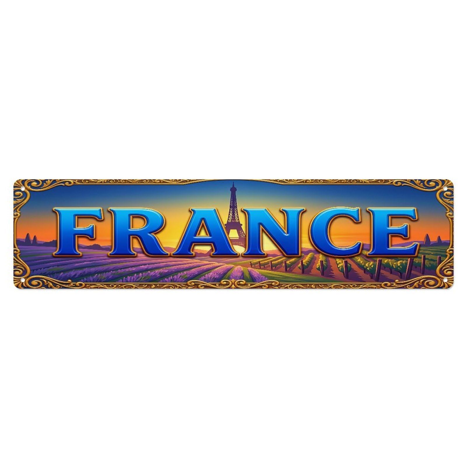 Xanthor Style Metal Tin Sign Vintage France Travel Flag Pattern
