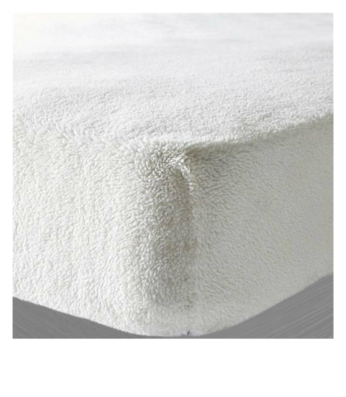 Sábana de Felpa Sábana Bajera Ajustable, Ropa de Cama Lino, Forro Polar Grueso y Esponjoso, térmico cálido(White,Single (3ft))