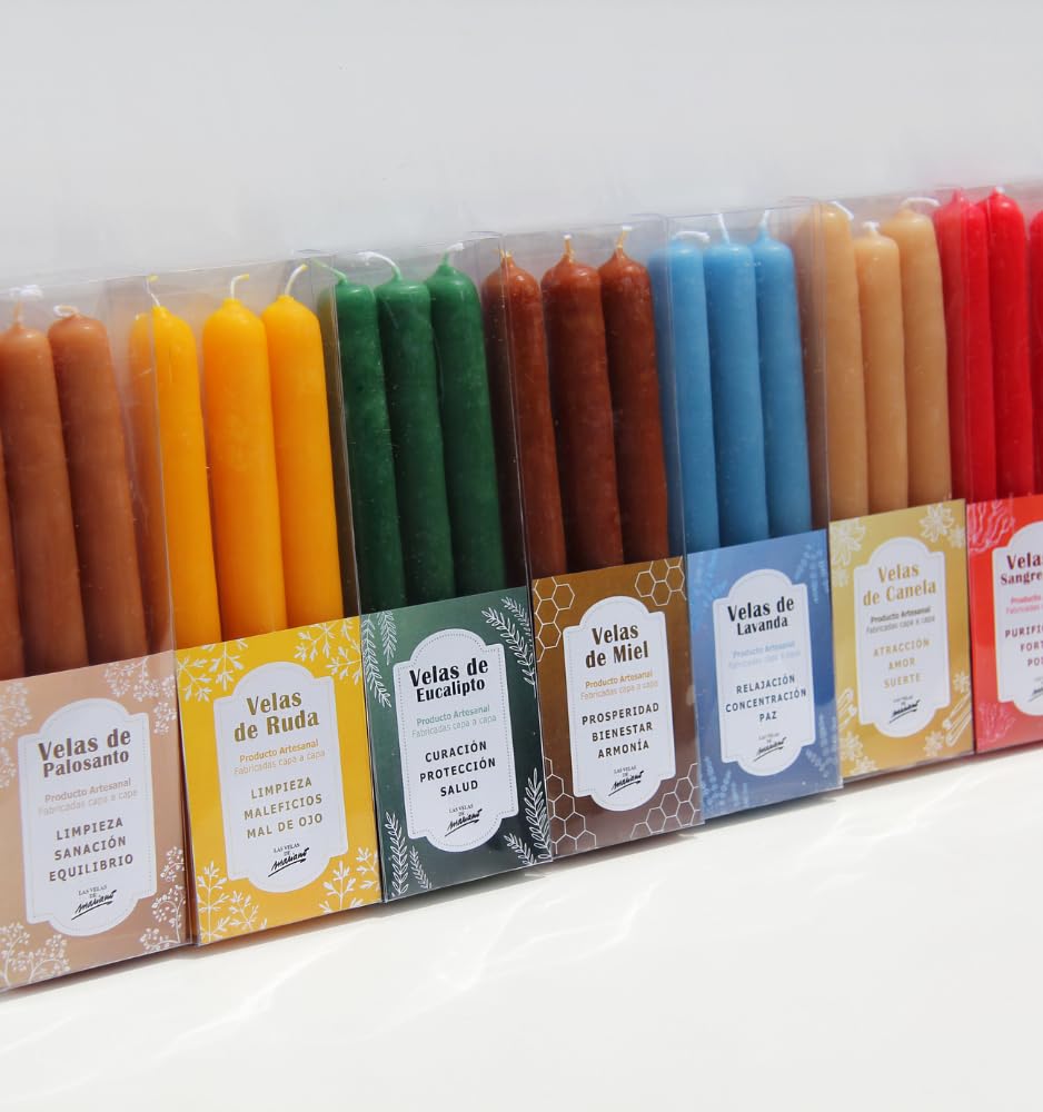 Las Velas de Mariano Pack de 3 Velas Artesanal 23 cm para Rituales y Meditación (Canela)