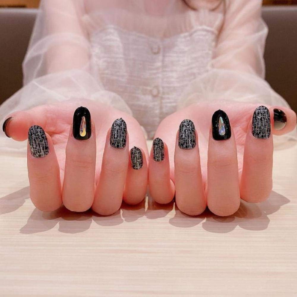 GeRRiT False Nails 24Pcs/Boxed Mid-Length Artificial Nails Detachable Wearable Full Cover Fake Fingernails for Girls DIY