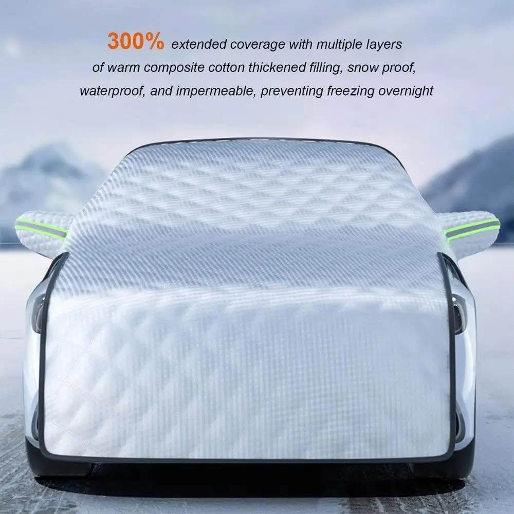 Protection Pare-Brise Avant Couverture Neige Pare-Brise Voiture Couverture Neige Capot Moteur Automatique d'hiver avec Protection Tête Voiture avec Bande Réfléchissante avec Couverture