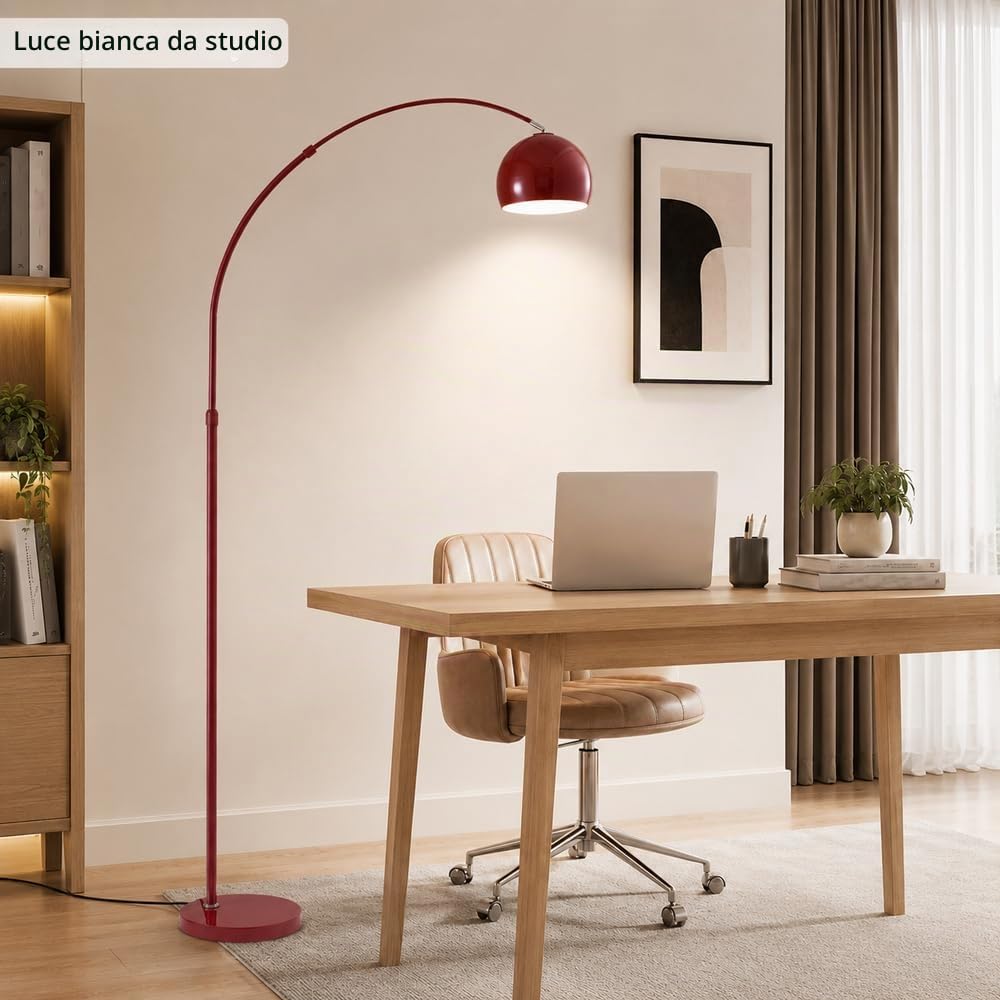Lampada Da Terra Ad Arco Rosso Lampade Terra Regolabili Libera Lampada Verticale In Metallo Lucido Luci Da Terra Decorative Interne Terra Lettura Lampade Alte Atmosfera Luce Terra Per Soggiorn
