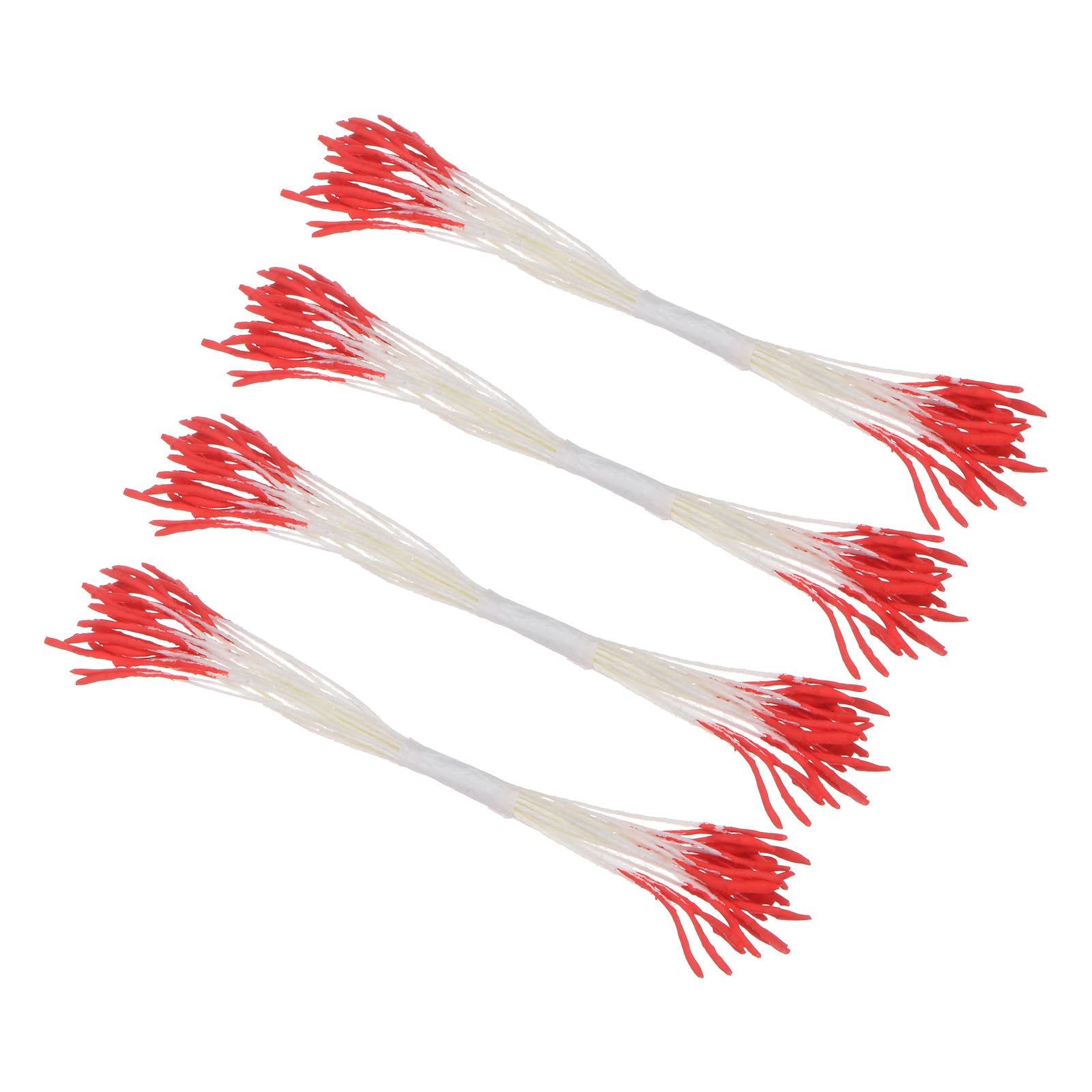 M METERXITY 100-Pack Mini Double Heads Artificial Flower Stamens, Red, 10 mm / 83 mm, Botanical Style, Artificial Flower Stamen Kit