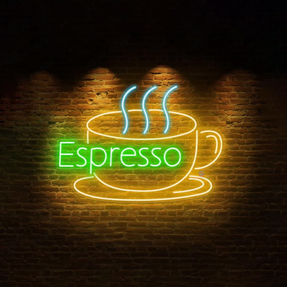Insegna a LED Coffee Bar Insegne al neon Luci a LED per caffè Lampade da notte decorative da parete per vino Decorazione per feste Luce USB Luminosità regolabile