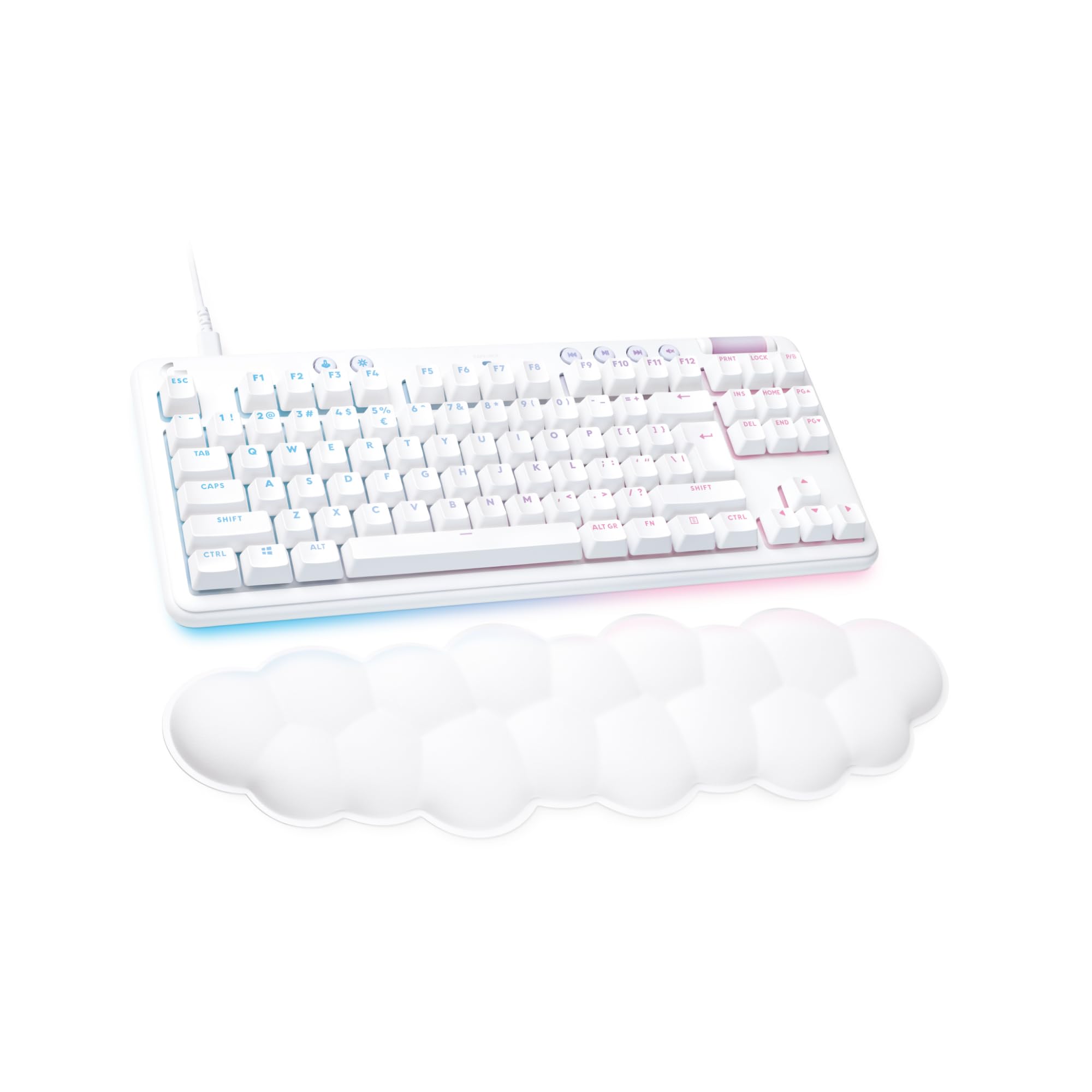 Logitech G G713 Gaming Keyboard with Cable and LIGHTSYNC RGB Lighting, Tactile Switches (GX Brown) and Keyboard Palm Rest, Compatible with PC and Mac - White