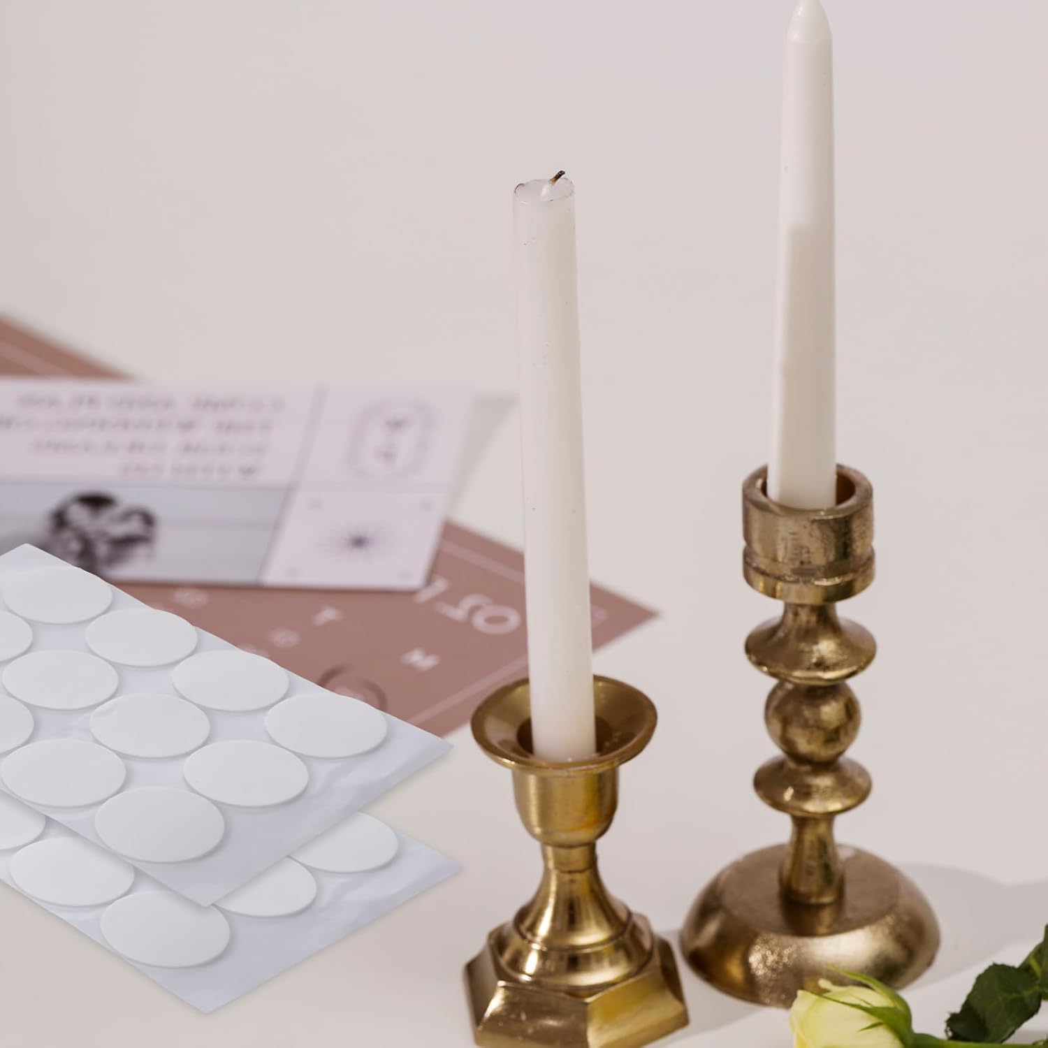 Candle Adhesive, 72Pcs Stay Put Candle Grips Taper White Taper Candles Holders Adhesive candl Grips Sticky Dots Tapers Candles Small Accessories for Holders Inserts - Image 4