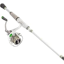 Lews MACH 1 Spinning Fishing Reel, 9+1 Bearings, Graphite Frame, Speed Gears, Speed Lube, Multi-Disc Drag, Metallic White/Gray/Green