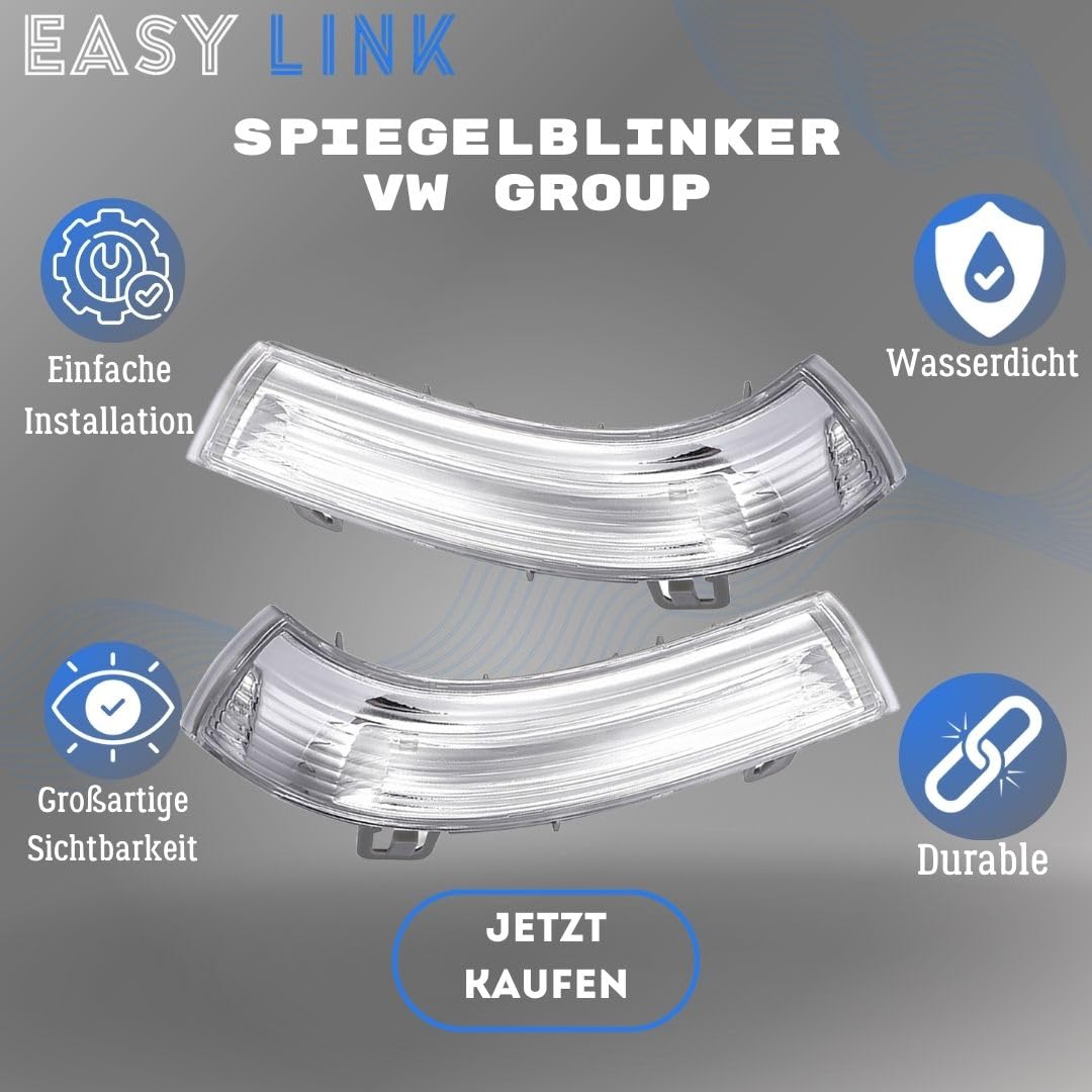 2x Spiegelblinker Links Rechts Weiß Außenspiegel Seitenblinker Blinker Blinkleuchte Kompatibel mit VW Passat Golf 5 6 Jetta Eos Sharan Skoda Superb Seat Alhambra 1K0949101 1K0949102