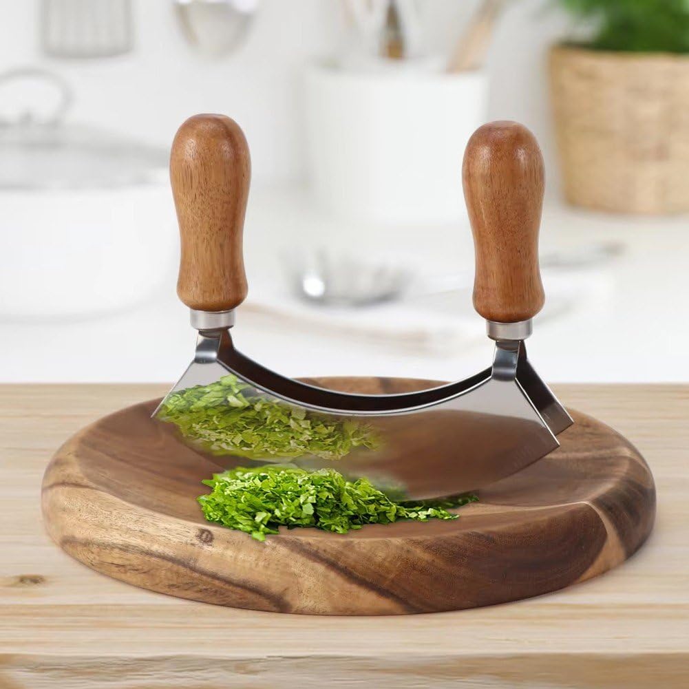 Amazon｜野菜チョッパー＆木製まな板 ステンレス製 両刃ナイフ 木製