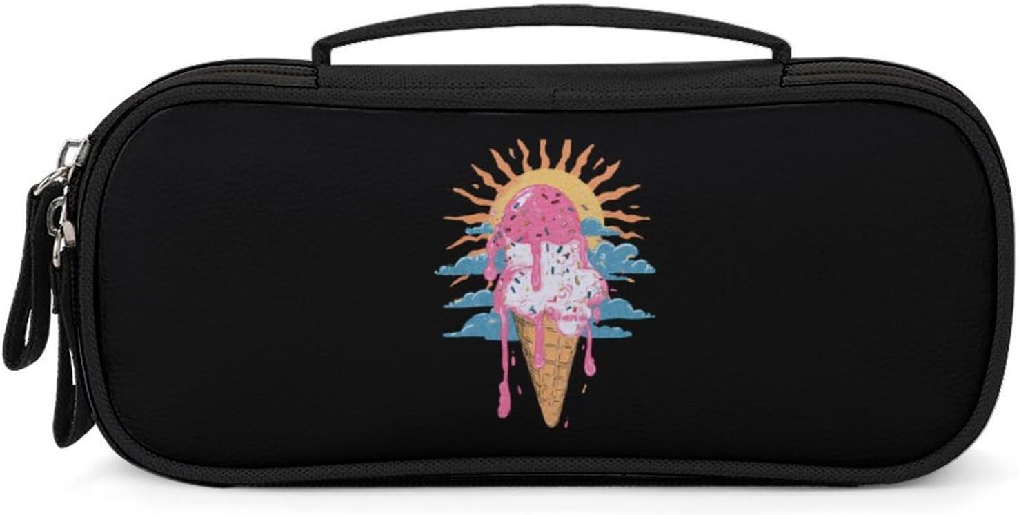 Dripping Ice Cream Cone Travel Makeup Bag Tote Cosmetic Organizer Handbag