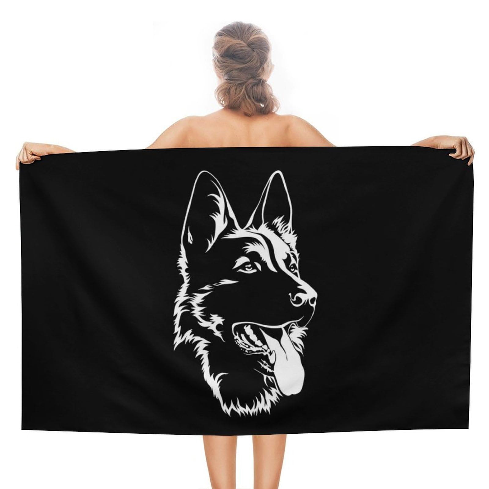 CGSBNGHA Black German Shepherd Beach Towels Soft Bathroom Bath Pool Swim Towels for Women Men