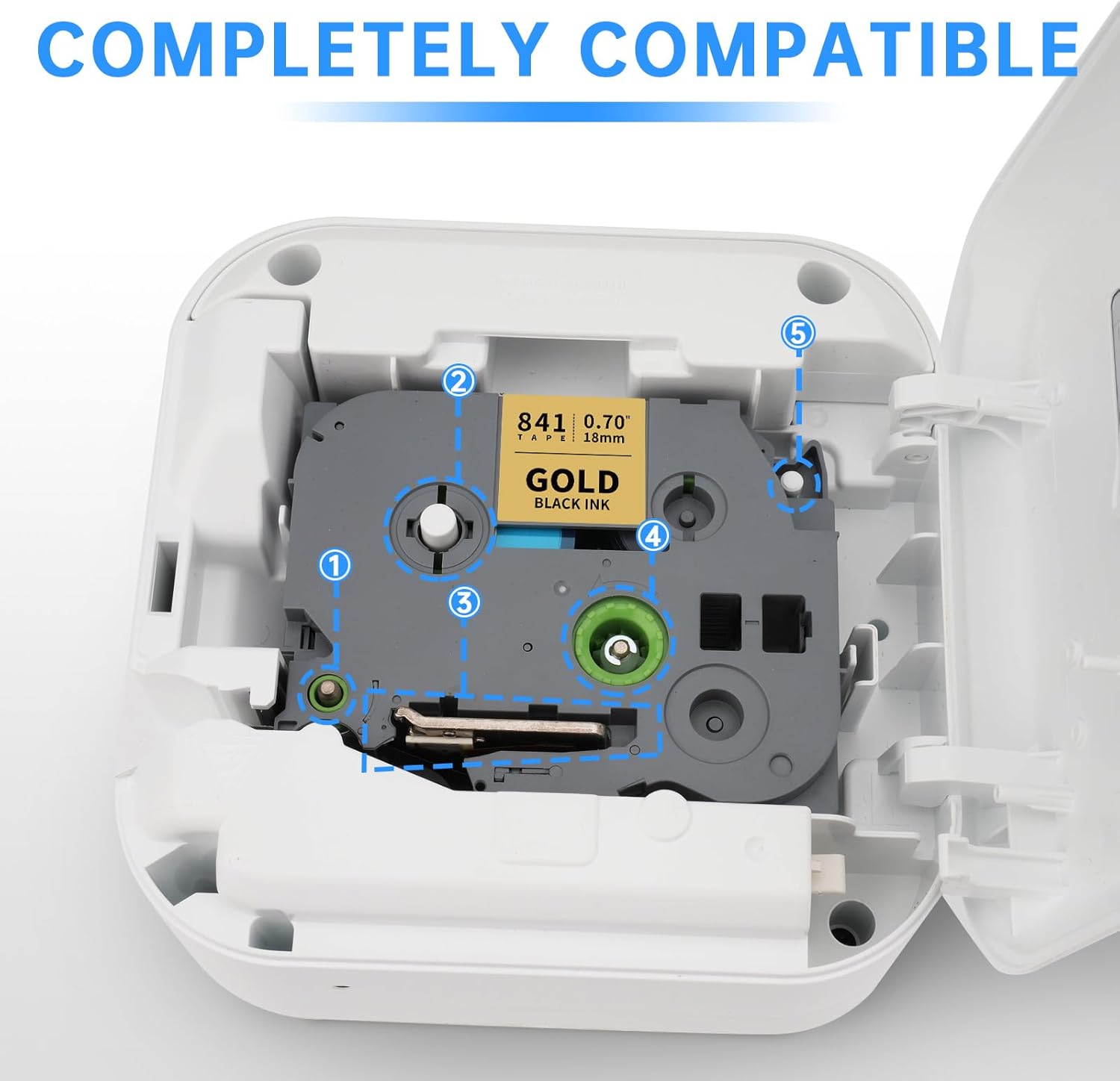 Unismar Compatible for Brother Ptouch TZe-841 TZ-841 TZe841 18mm 0.7 Laminated Tape Black on Gold for Brother PTD400AD PTD400VP PT-D600 PTD600VP PT-P700 PT-P900W Label Maker, 3/4 in x 26.2 ft, 2-Pack - Image 6