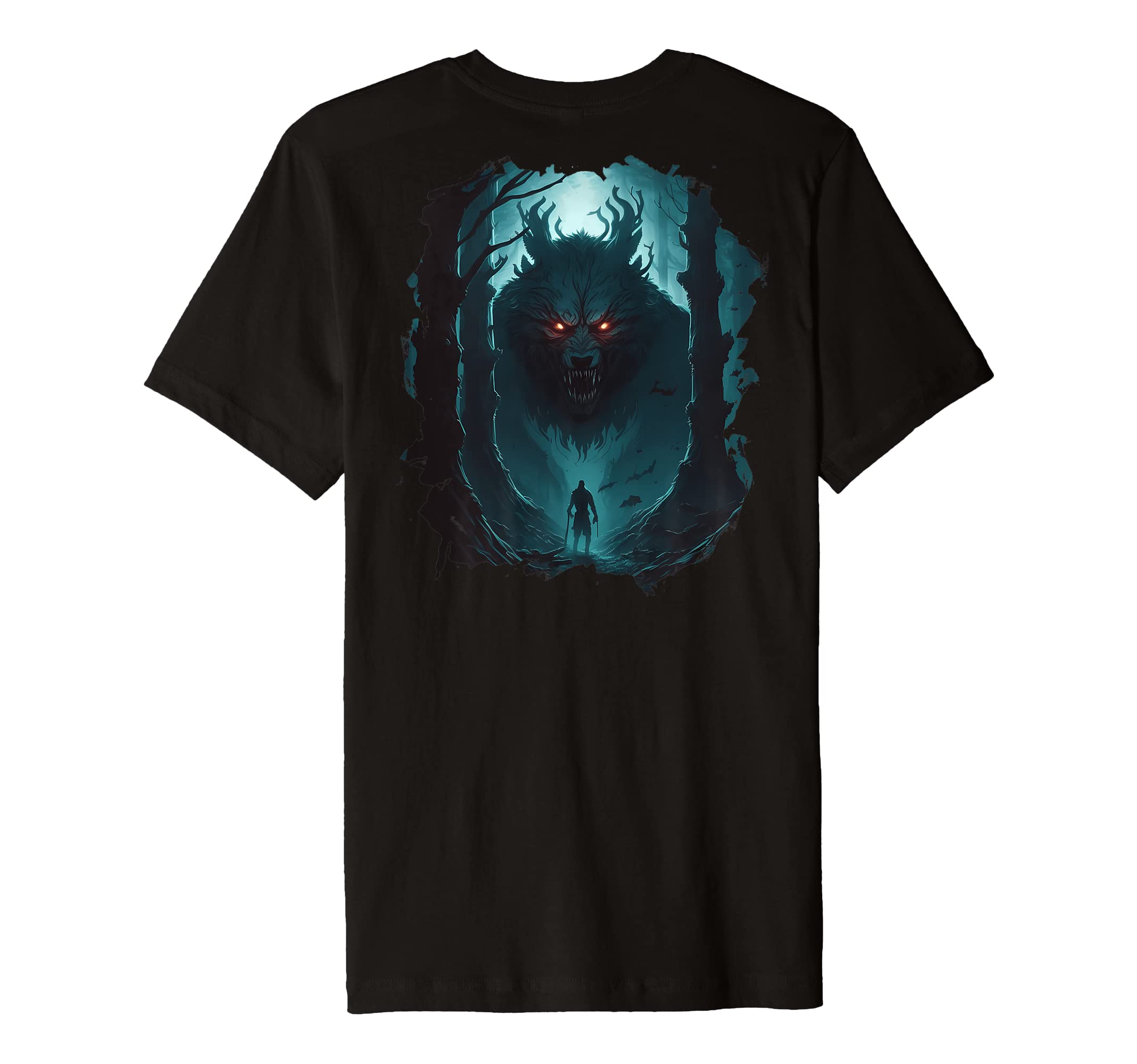 PM-ArtisticBackprint Shadowhunters in the darkest forest a legend wolf Premium T-Shirt