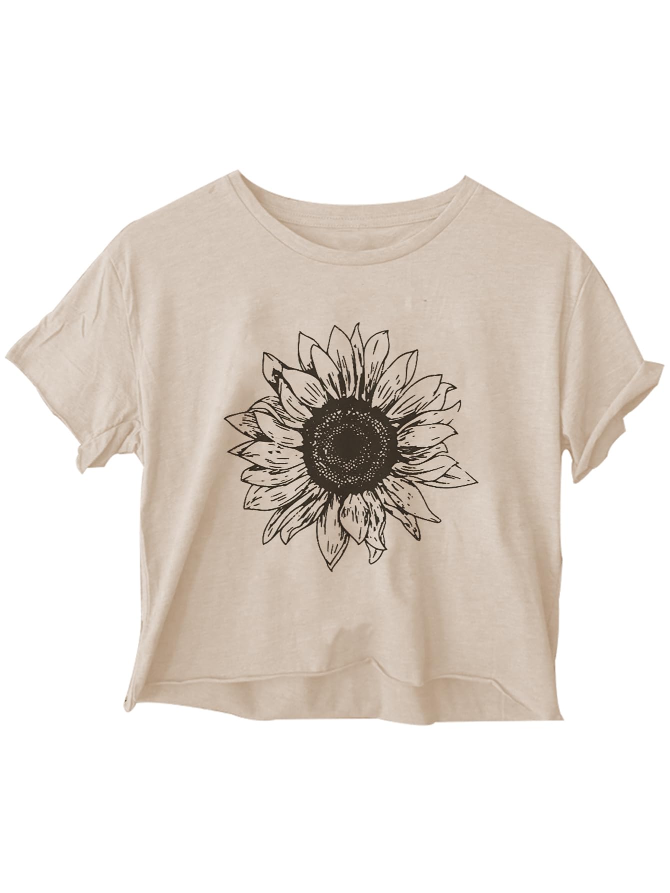 Women's Casual Summer Crop Top Cute Sunflower Graphic Crop Top for Teen Girl