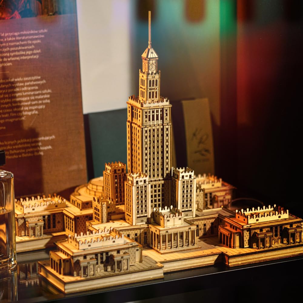 Little Story Drewniane puzzle 3D, pałac kultury, model architektoniczny do samodzielnego montażu – kreatywny zestaw do majsterkowania dla dzieci od 14 lat – zestaw drewniany jako prezent dla młodzieży