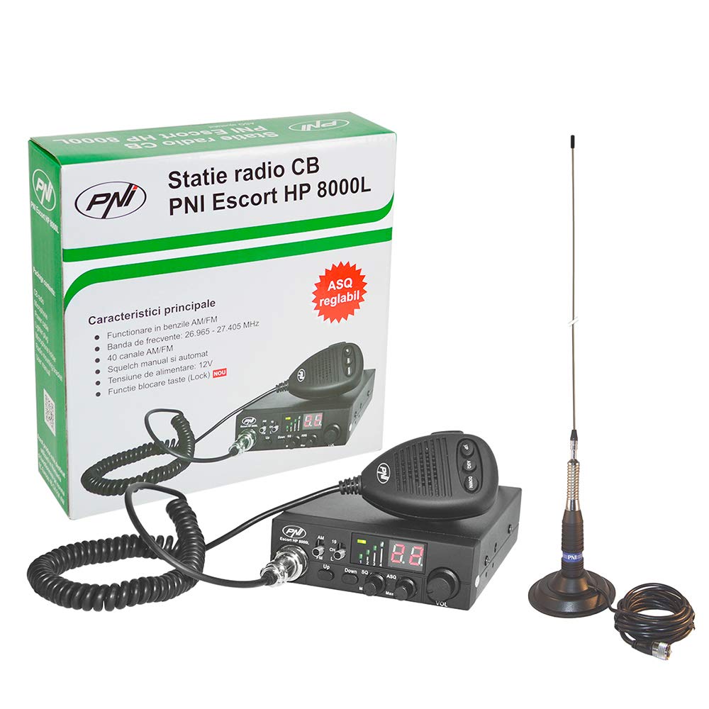 PNI Radio CB Escort HP 8000L ASQ con Antena CB ML160 con Base magnética
