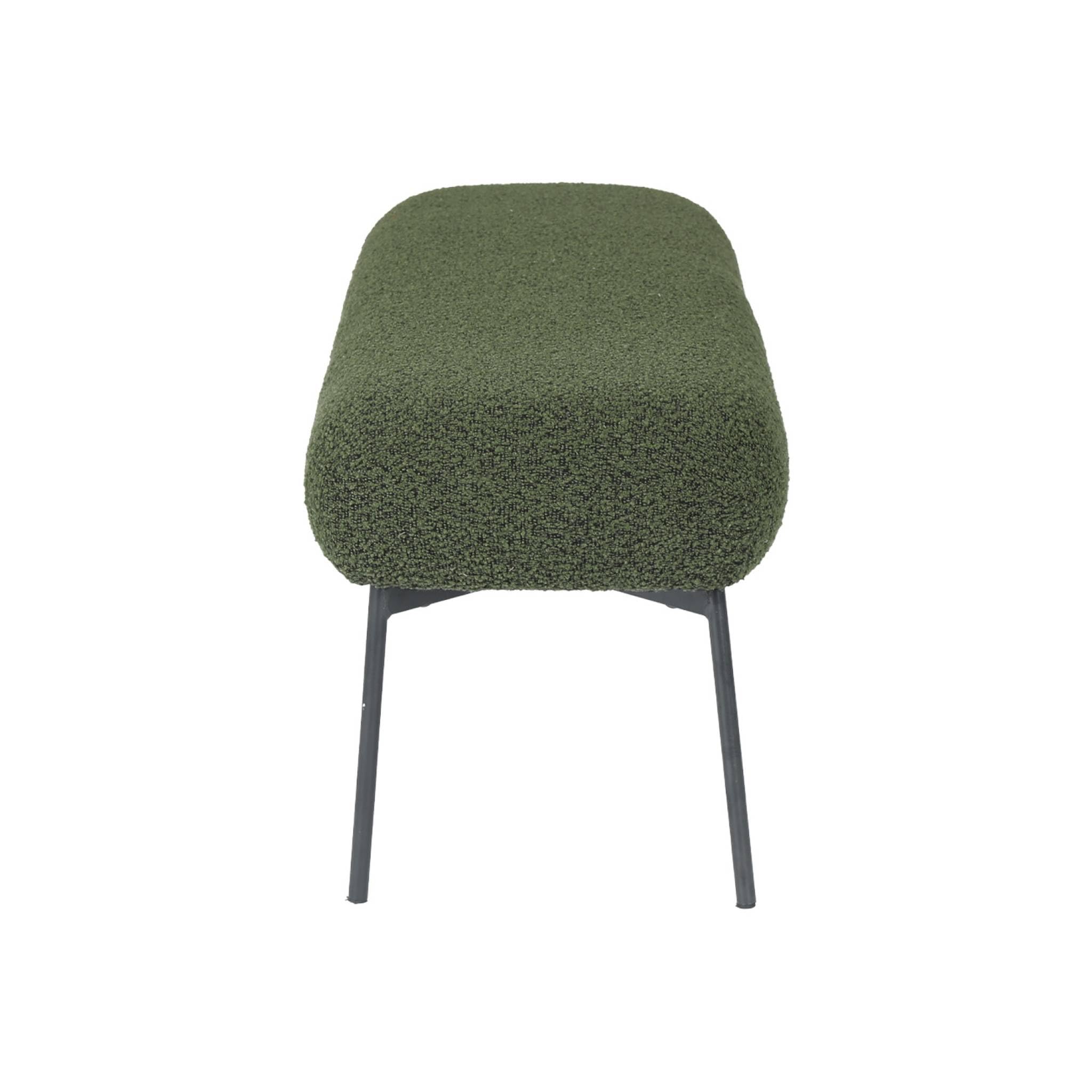 sweeek - Banc. Bout de lit avec revêtement Bouclette texturée. Kaki. Pieds en métal Noir. L 120 x P 41 x H 42.5cm