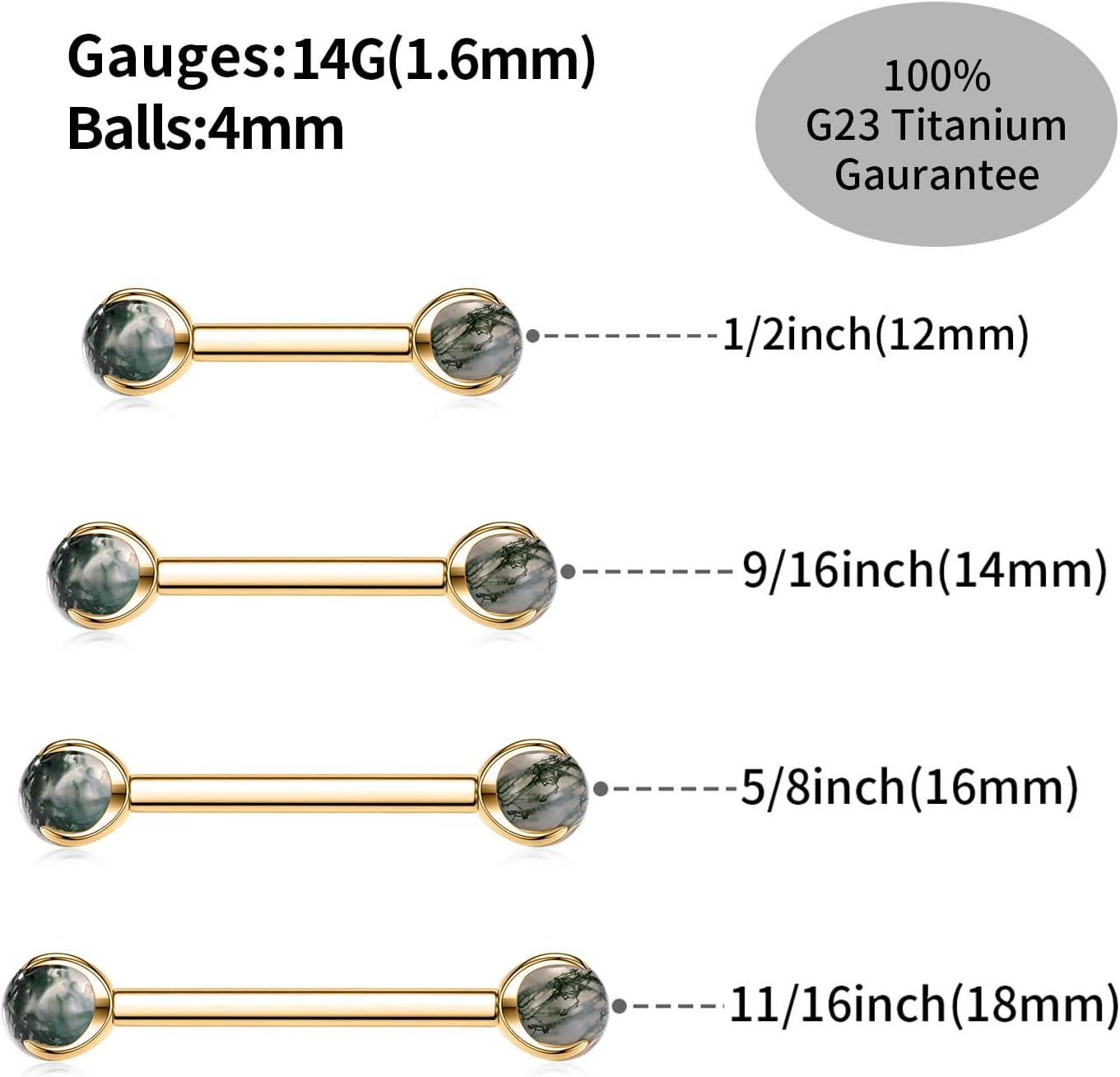 14 Gauge Nipple Rings Titanium Nipple Jewelry Tongue Rings Internally Threaded Nipple Barbell Bars Bridge Nipple Piercing Jewelry for Women - Image 2