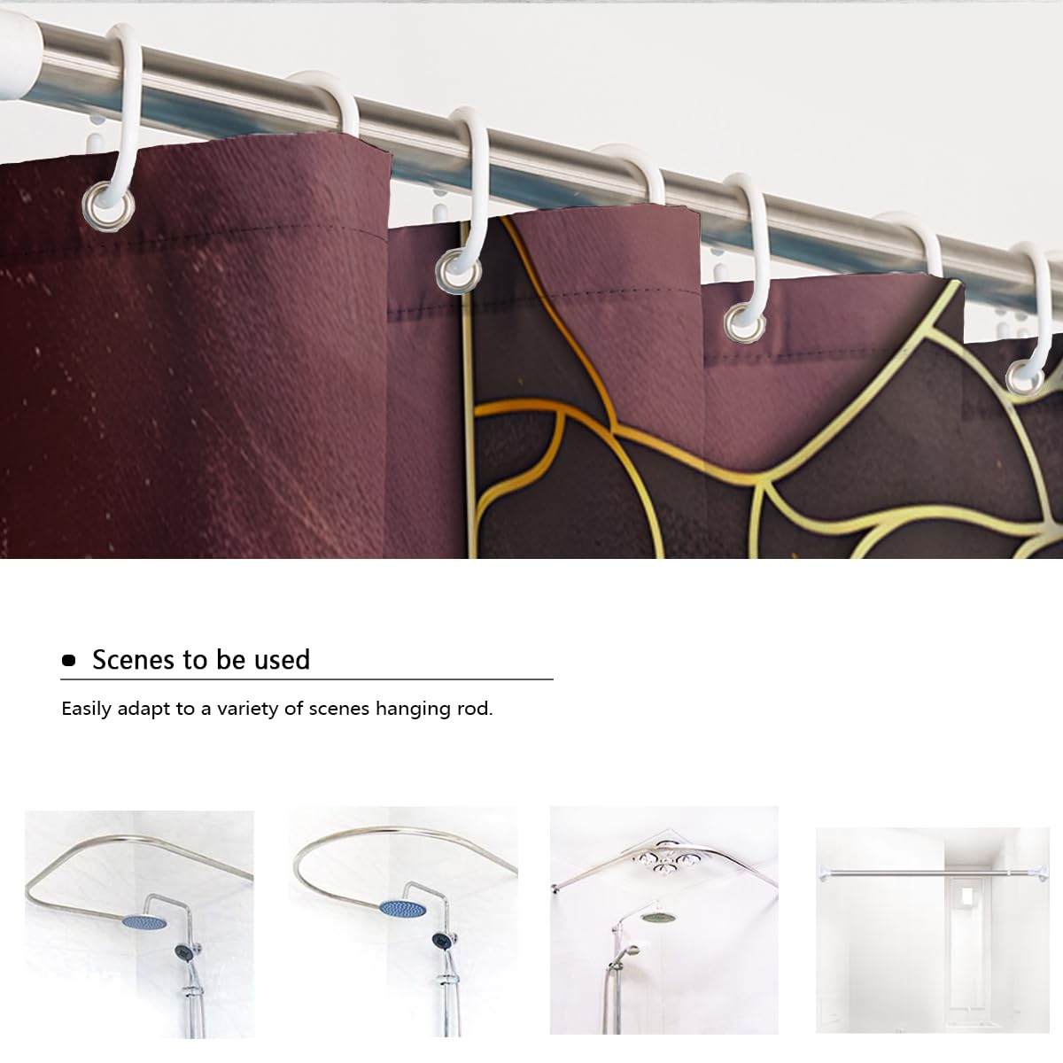 Rideau de douche art patchwork géométrique rétro chic W180xL180 cm