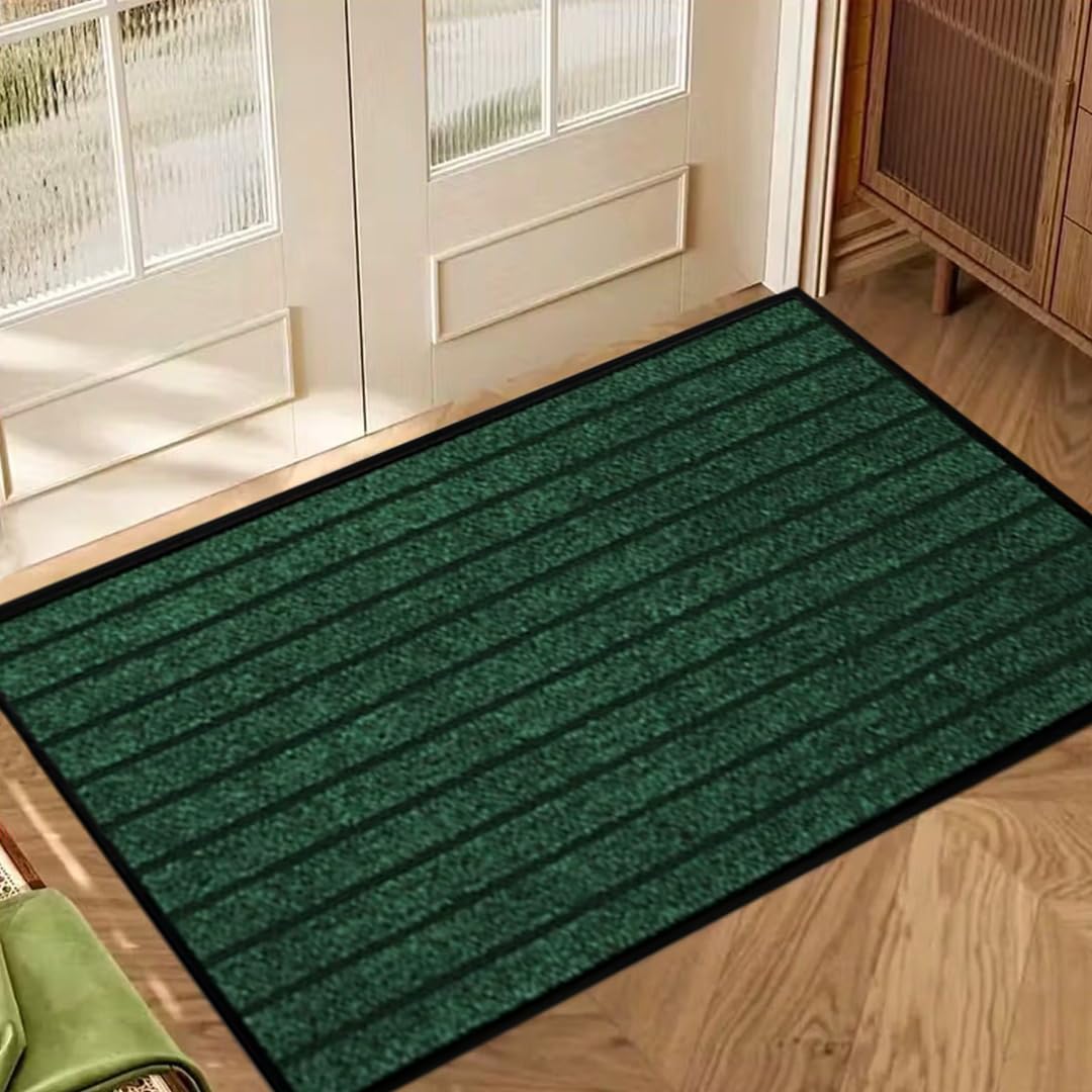 ZIYA HOMES Rubber Door Mat (2 Pack) - Heavy Duty Non-Slip Indoor Outdoor Floor Mat, Dirt Trapper Entrance Mat for Front Door, Garden, Kitchen & Hallway (Green, 40x60 cm)